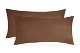 leevitex Jersey Kissenbezug 40 x 80 cm | 2er Set | 100% Baumwolle | 170 g/m² | Öko-Tex | Schokobraun/Dunkelbraun