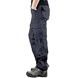 Herren Cargohose Baggy, Chinhose Mit 8 Taschen Freizeithose Oversized Bequeme Outdoorhose Gerade Geschnittene Trekkinghose Einfarbig Klassischer Softshellhose Lang Weites Jogginghose