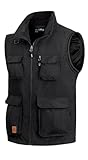 MeiLayM Herren Outdoor Weste Anglerweste Ärmellos Freizeit Jacke mit Vielen Taschen Weste Leicht Atmungsaktiv Sport Weste Jagd und Fotografie Wandern Weste Schwarz,XXL