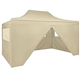 SPRANDOM Faltzelt Pop-Up mit 4 Seitenteilen 3 x 4,5 m Cremeweiß