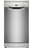 Bosch SPS2HMI42E, Serie 2, Smarter Geschirrspüler Freistehend, 45 cm breit, Silver Inox, Besteckschublade, extra Trocknung auf Knopfdruck, höhenverstellbarer Oberkorb, Anti Fingerprint, mit aquaStop