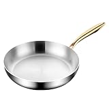 Zestivra Bratpfanne - Kompakte Kochpfanne, Edelstahltopf mit hitzebeständigem Griff, Küchenhelfer für oder Induktion, leicht zu reinigen, langlebiges Wohnaccessoire