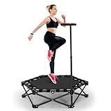 Fitness Trampolin klappbar ohne Installation 41.7 Zoll Mini Trampoline Tragfähigkeit 150 KG 3 verstellbare Handgriffstufen Stabiler und leiser für Kinder u. (Schrumpfendes Trampolin)