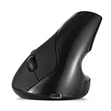 Sunicon Ergonomische Maus, wiederaufladbare optische 2,4-GHz-Vertikalmaus, USB-C-Ladesteckplatz 800 1600 2400, einstellbare Bewegungsgeschwindigkeiten, Maus für Laptop, PC