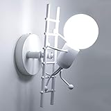 KAWELL Humanoid Kreative Wandleuchte Innen Wandlampe Modern Kerze Wandleuchte Art Deco Max 60W E27 Basis Eisen Halter für Schlafzimmer, Kinderzimmer, Wohnzimmer, Treppe, Flur, Restaurant, Weiß