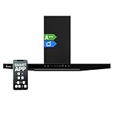 KKT KOLBE Dunstabzugshaube 90 cm | Wandhaube | Umluft | Abluft | Edelstahl | schwarzes Glas | WLAN | Nachlaufautomatik | SensorTouch Bedienung | FLAT9006S