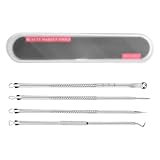 Pickel Remover Tools - Extractor Spot, Zit Popper | Set aus Edelstahl Imperfektionswerkzeuge, schwarzes Pinzetten-Set für die Reinigung der Gesichtshaut, Tragetasche