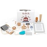 Arztkoffer für Kinder I 12-teilig personalisierbar mit Namen I Doktorkoffer mit Stethoskop, Spritze und Blutdruckmessgerät aus Holz I Spielzeug ab 3 Jahren