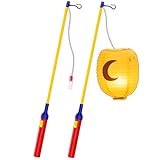 JSRHEEM 2er Laternenstab Elektrisch 40cm für St. Martin, Laternenstab LED, Sankt Martin Laterne Kinder Elektrischer Stab für Laternenumzüge, Martinsumzüge (Rot-2)