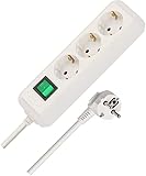 Brennenstuhl Eco-Line, Steckdosenleiste 3-Fach (Mehrfachsteckdose mit erhöhtem Berührungsschutz, Schalter und 1,5m Kabel) weiß