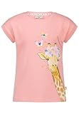 SALT AND PEPPER BY KIDS PARK Mädchen Giraffen Glitterprint und Pailletten T-Shirt, Peach, 128 cm-134 cm