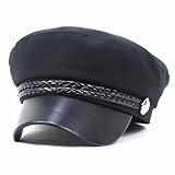 Schirmmütze für Damen, Baskenmütze, Zeitungsjungenhut, lässiger Cabbie-Hut, Schirm, flache Kappe für Damen und Herren, Schwarz , Einheitsgröße