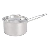 Amazon Basics Edelstahl-Stielkasserolle mit geraden Seiten, Aluminiumbeschichtung und Deckel, 1,9 l, Silber(Früher Marke AmazonCommercial)