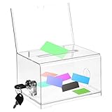 Acrylspendenbox, Spendenbox Abschließbar, Wahlurne Transparent mit Schlüssel Schloss und Schildhalter, Vorschlagsbox, für Abstimmungen, Visitenkarten, Gewinnspiele, Wettbewerbe, Kommentare
