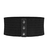 YIMAIWLX gürtel Damen Damen Breiter Bund Stretch Kleid Elastische Druckknopf Korsett Gürtel-schwarz-70-95cm