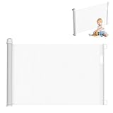 UISEBRT Türschutzgitter Ausziehbar 0-150cm, Treppenschutzgitter für Baby und Pelztiere, Kinder Schutzgitter für Innen- und Außenbereich, Weiß