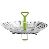Edelstahl Dampfgarer Einsatz mit Griff, 14cm bis 22cm Einziehbares Multifunktions Faltbar Dünsteinsatz, Dampfkorb Kochtopf Dampfeinsatz für Gemüse Meeresfrüchten, Spülmaschinengeeignet (1 STK)