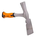 Mivos Maurerhammer 600 g, Ganzstahl geschmiedet / Berliner Form / Monoblock / Vibrationsdämpfung Gummigriff / Stahlhammer für Beton, Ziegel / DIN 5108