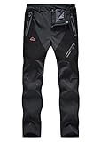 donhobo Damen Wanderhose Wasserdicht Softshellhose Outdoorhose Winddicht Warm Gefüttert Winterhose Trekkinghose Skihose Funktionshose Dunkelgrau XL