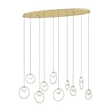 EGLO LED Pendellampe Portocolom, elegante Pendelleuchte, Hängeleuchte aus Metall in Messing und Glas in Opal-matt, Hängelampe warmweiß, 116 cm
