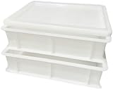 Quvido Hefekiste für Pizza- und Brotteig | 2x Kunststoffbox + 1x Deckel 30x40x10 cm | Farbe: weiß | Kunststoffbehälter mit Deckel zur Gärung von Pizza- und Brotteig | Lebensmittelbehälter | Teigkasten