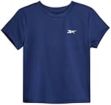 Reebok Sport-Shirts für Mädchen – Dry Fit Kurzarm Rundhalsausschnitt Activewear Mädchen Shirts – Soft Stretch Tech Workout T-Shirts, Marineblau, 12