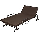 Faltbares Bett mit Matratze für Erwachsene, robustes tragbares Klappbett mit verstellbarer Rückenlehne und Rädern, für Gästezimmer, Büro oder Camping