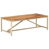 Youuihom Rustikaler Couchtisch Massivholz 120x60x40 cm mit Stahlgestell Beistelltisch für Wohnzimmer Schlafzimmer und Flur