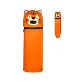 Yunlaishaocer Kawaii Federmäppchen, 2-in-1 Silikon Federtasche, Stand Up Pencil Case, Cartoon Etui Stifte für Jungen und Mädchen, Niedliche Schulsachen (Mäppchen Tiger)