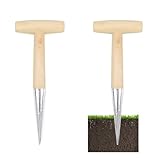 PARFCO 2 Stück Zwiebelpflanzer, 29 cm Blumenzwiebeln Pflanzhilfe mit Skala, Zwiebel Pflanzhilfe mit T-Griff, Blumenzwiebelpflanzer, für Säen, Umpflanzen Sämlingen und Düngen