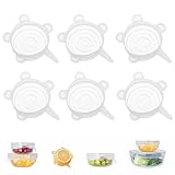6 Stück Deckel für Joghurtbecher, Silikon Deckel, Silikondeckel Dehnbar, Silikondeckel für Schüsseln, Rund Silicone Dehnbar Silikondeckel 6.5cm, Universaldeckel für Schüsseln, Becher, Dosen, Obst ﻿