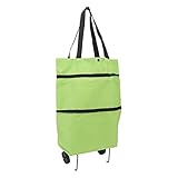 Einkaufswagen, gute Aufbewahrung, faltbarer Wagen, Reißverschluss-Design, platzsparend, tragbar mit Rad für Camping(Grün)