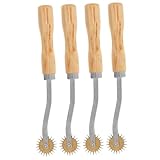 Veemoon 4 Stück Teiliges Nähwerkzeug Kopierrädchen mit Spitzen Zähnen Langlebiges Tracing Wheel für Leder Stoff und Ergonomischer Holzgriff Präzises Markieren und Schneidlinienzeichnen