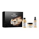 L'Oréal Professionnel Pflegetrio aus Shampoo, Haarmaske und Leave-In Öl, Meteora Geschenkset, Mit Weizenprotein und Omega 9 für strapaziertes und trockenes Haar, Serie Expert, Absolut Repair
