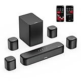 ULTIMEA Aura A60 7.1 Dolby Atmos Soundbar, Subwoofer Sound Bar, TV Lautsprecher mit App-Steuerung, 3D Heimkino-Surroundsystem mit 4 Surround Lautsprechern, 350W HDMI eARC-fähige TV Soundbar, Bluetooth