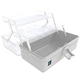 Calogy 33 cm Kunstbedarf-Aufbewahrung, 3-lagig, Kunststoff, Näh-Bastelbox mit Griff, Aufbewahrungsbox für Medikamente, Werkzeuge, Kosmetik, Stift
