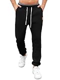 Vorvowry Jogginghose Herren Warme Gefütterte Thermo Trainingshose Winter Lang Fleecehose Lässige Sweatpants Sporthose mit Kordelzug und Taschen Schwarz M
