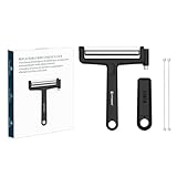 KITCHENDAO Austauschbarer Draht Käseschneider, 50% stärkere Drähte mit 2. Generation Drahts, Festigkeit einstellbar Aluminium Käseschneider, spülmaschinenfest, 2 extra Drähte (Schwarz)