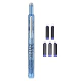 Generisch Renner Brunnenstift | Feinminen Kugelschreiber | 0,38mm Kalligrafie Füller | Dunkelblau Hellblau Schwarz Grün, ABS Edelstahl, mit 5 Tintensäcken, ideal für Skizzen