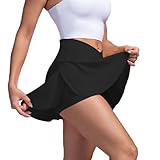 Tennisrock Damen mit Hose,Kleid mit Hose Drunter,Crossover Hosenrock mit Taschen,Sport Rock Damen Sommer,Golfrock Sportrock Damen,Tenniskleid