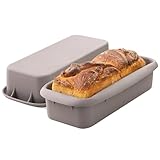 GOURMEO Silikon Backform Brotbackform - 30cm Kastenform Kuchen - Kuchenform Silikon rechteckig - Backform Silikon mit Antihaftbeschichtung - Silikonbackform Kastenform - Grau