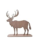 Holzfigur Elch aus Walnuss-Design – 3 mm Schichtholz, geölt (Leinöl) – Elch-Silhouette auf Sockel – Handarbeit, nachhaltige Deko & Geschenk – Skandi-Naturlook – (ca. 28,5x27x7 cm)