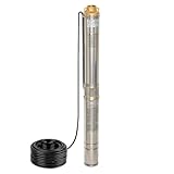 CHM GmbH® Tiefbrunnenpumpe 3,5 Zoll 550 Watt 5000 L/h 5,2Bar Druck, Brunnenpumpe, Pumpe Zisterne mit 20m Kabel 5% sandverträglich