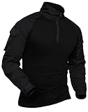 XKTTAC Combat Shirt Tactical mit 2-4 Taschen Herren Militär Ausrüstung Security Outdoor Polizei Hemd Bundeswehr Paintball Airsoft(B-bk/2 Taschen,M)