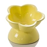 SPXTOM 250 ml Katzennapf, Keramik, breiter, Flacher Katzennapf zur Linderung von Schnurrhaar-Ermüdung, erhöht, gegen Erbrechen, Hundeteller for Futter und Wasser, spülmaschinenfest(Yellow)