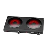 TZS First Austria - Kochplatte Infrarot 2er Glaskeramik-Herdplatte ALLE Topfarten 2500W - Doppelkochplatte Kochfeld elektrisch für Umzug, Camping & Wohnung - Stufenlose Einstellung & Kontrollleuchte