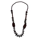 LALADEFIEE Boho Perlenkette Damen aus Handgefertigten Kokosnussschalenperlen Leichte Holz Halskette mit Geometrischen Elementen Tropischer Ethno Schmuck für Sommer und Urlaub