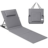 SONGMICS Strandstuhl, Campingstuhl, Sonnenliege, Strandliege, klappbar, verstellbare Rückenlehne, leicht tragbar mit Griff, für Camping, Garten, Pool, 158 x 55 cm, schiefergrau GCB151G01