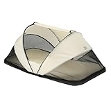 Deryan Kleinkind Reisebett mit Matratze ab Geburt bis 2,5 Jahre - Faltbar Kleinkindbett Babyzelt in 2 Sekunden aufgestellt - inkl. Moskitonetz & Reisetasche - 136x84x62cm (Creme)