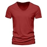 V-Ausschnitt Tshirt Herren Modische Kurzarmshirts Urlaub Weiche Sports Jersey Baumwolle Basic Shirt Oversized Tshirt Lässige Plus Größe Regular fit Tee Tops für Männer